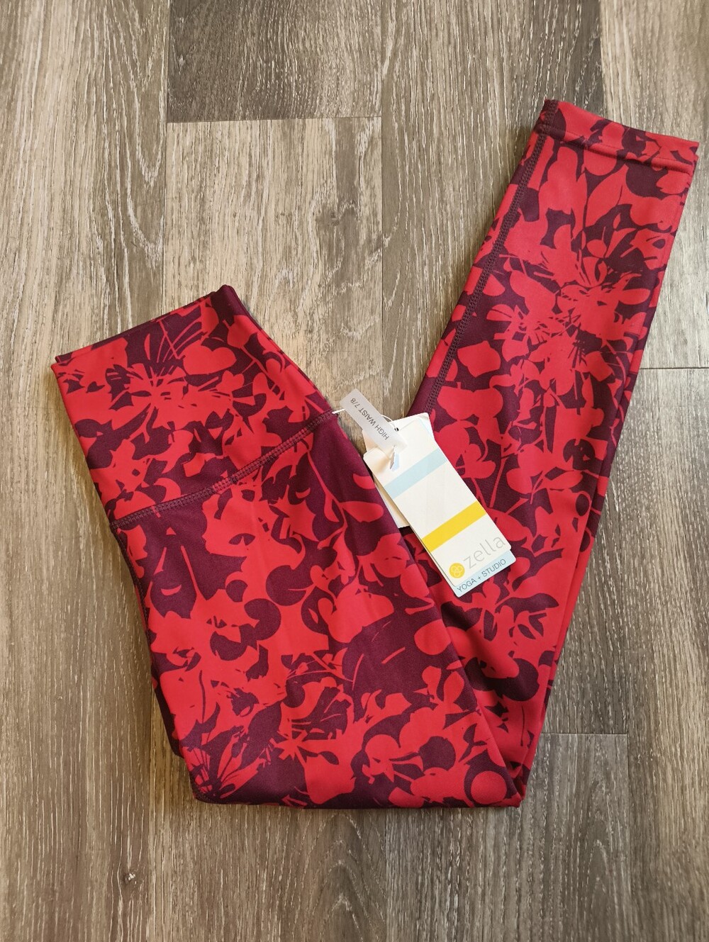 Zella Studio Lite Flex High Waist Leggings 7/8  Burgundy London Roisin Camo XS